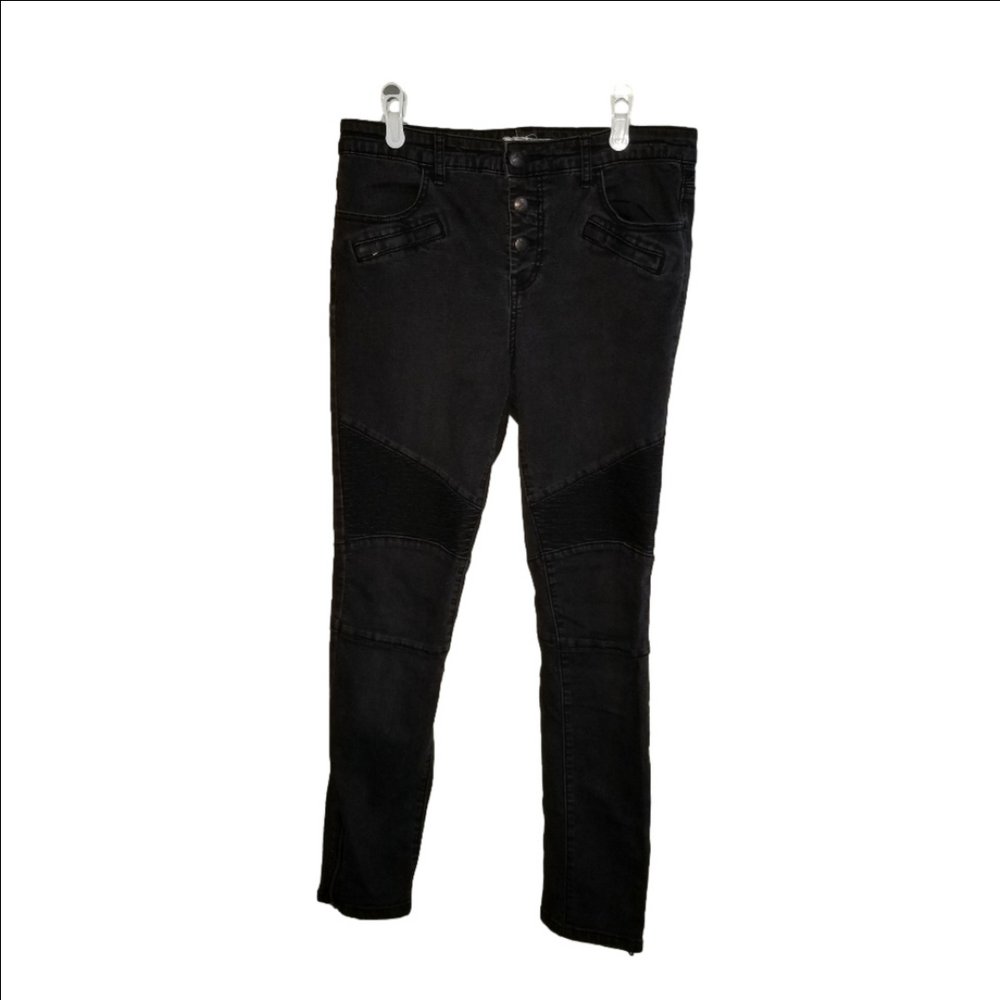 Free People Black Buttonfly Womens Zipper Pockets Leg Jeans Label Reads Size 30